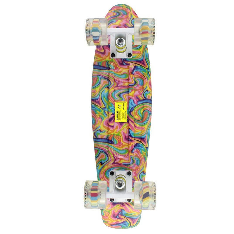 Meketec Skateboard Dog 22 inch Retro Mini Skateboards Kids Board for Boys Girl Youth Beginners Children Toddler Teenagers Adults 5 to 6 Year Old (Bending Color Lines) - Image 4